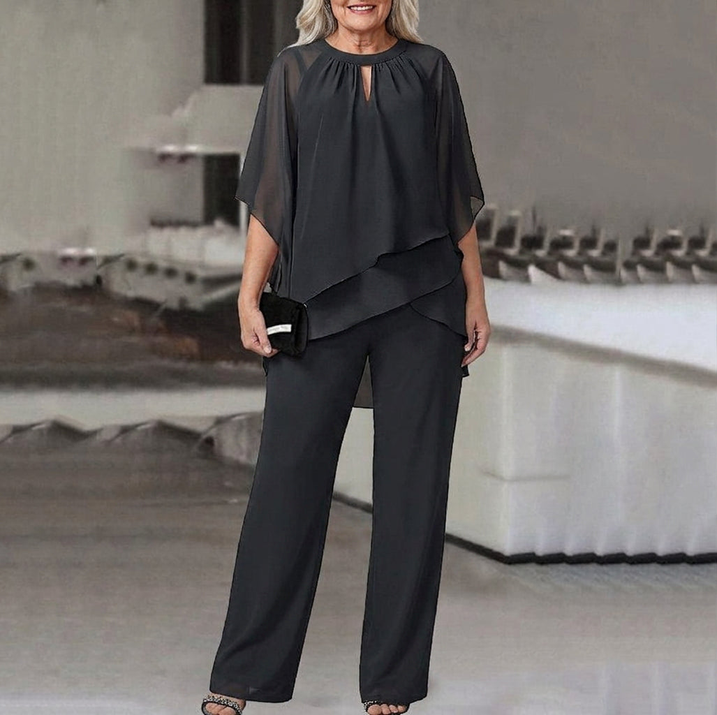 Kate -  Loose Casual Irregular Two-Piece Set - Plus size model