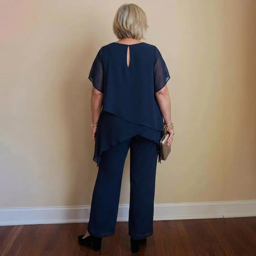 Briar - Elegant Chiffon Top & Pants Set - Plus size model