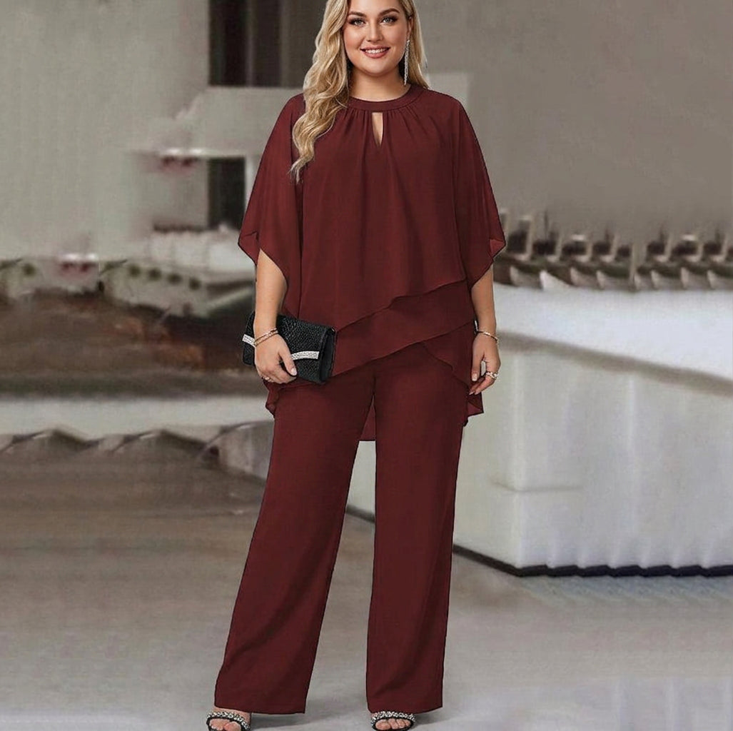 Kate -  Loose Casual Irregular Two-Piece Set - Plus size model
