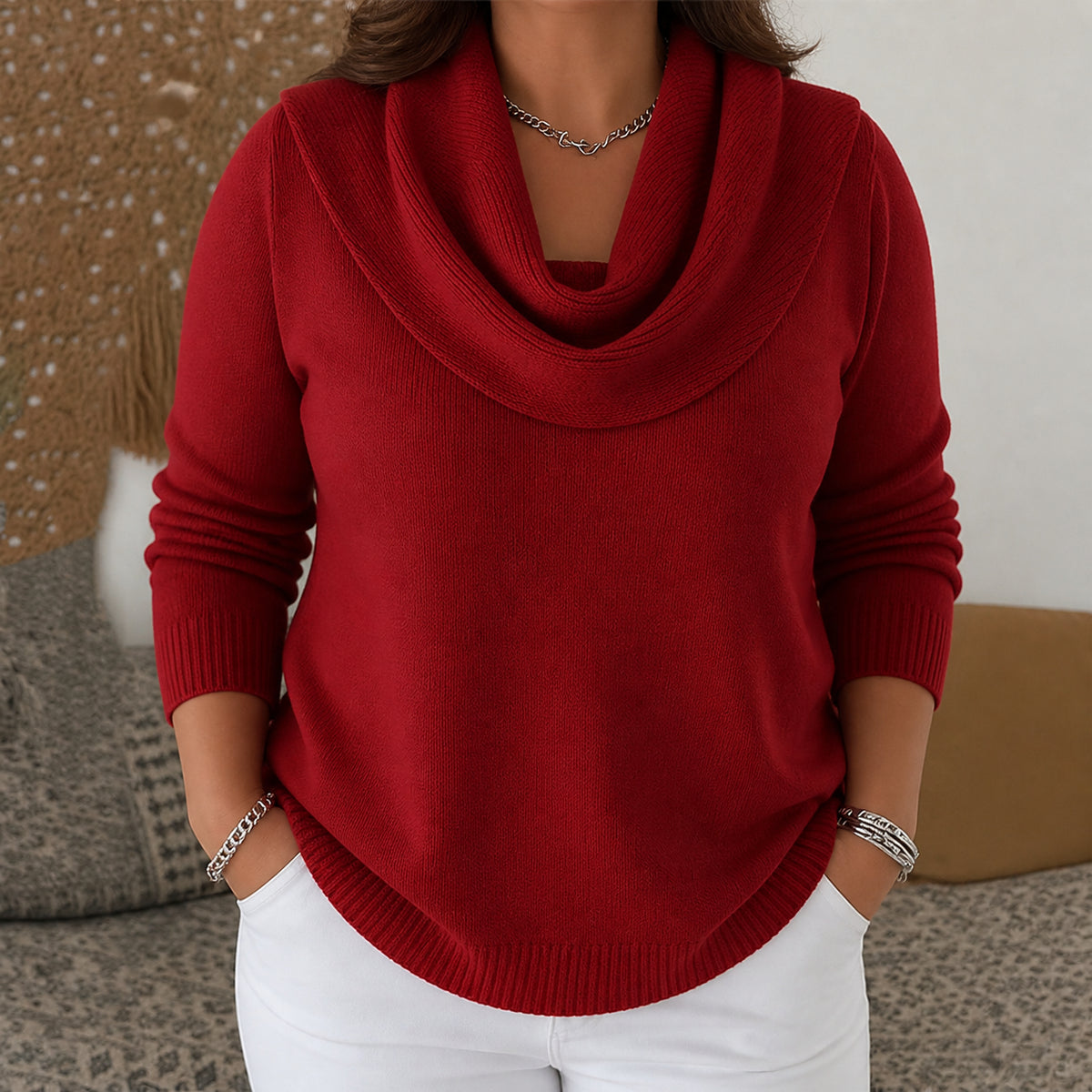 Juliette | Cowl Neck Sweater - Plus size model