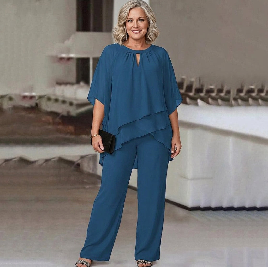 Kate -  Loose Casual Irregular Two-Piece Set - Plus size model