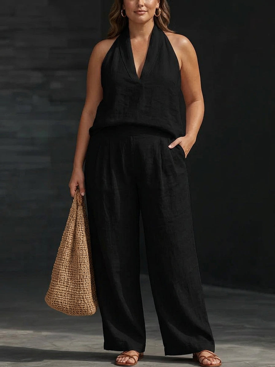 Zoë™ Sleeveless Set with Wide Pants - Plus size model