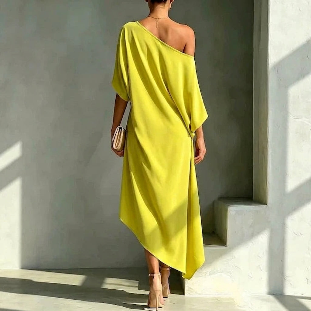 Camila | Asymmetrical Elegant Dress - Plus size model