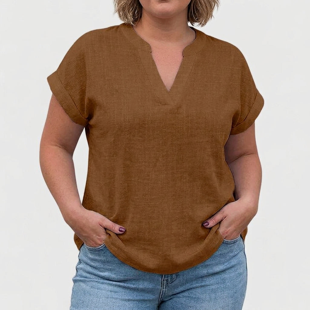 Xavinah | Comfortable V-Neck Blouse - Plus size model
