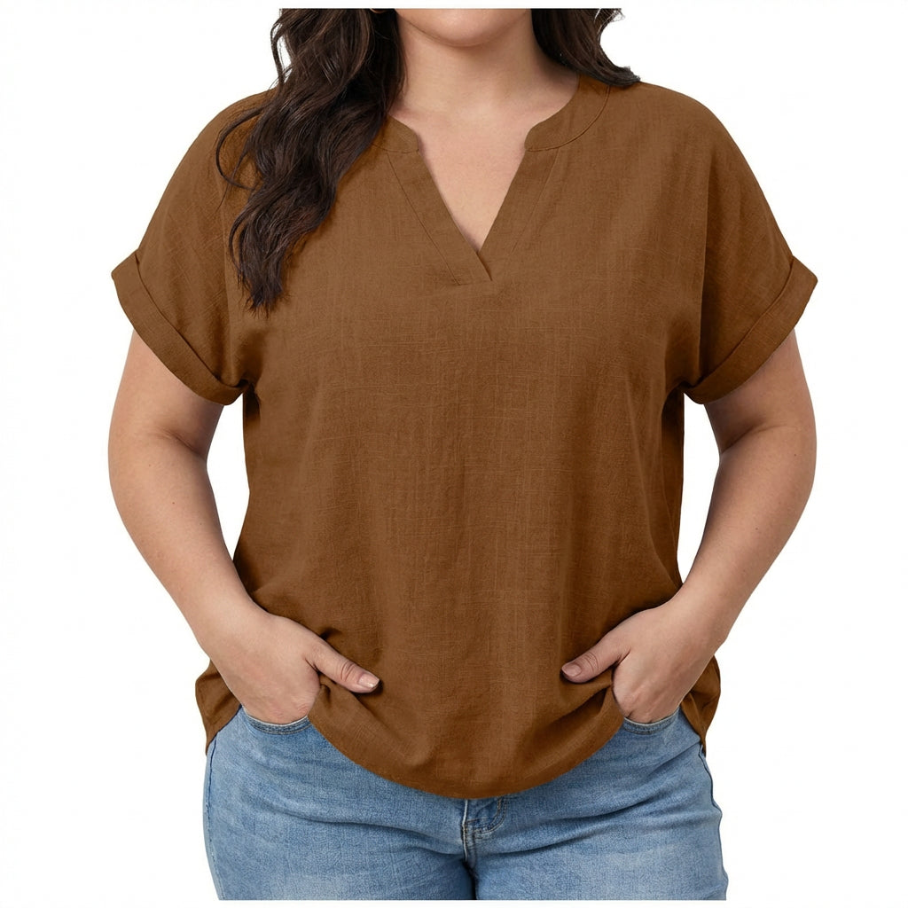Lexi | Relaxed V-Neck Blouse - Plus size model
