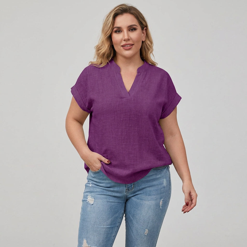 Xavinah | Comfortable V-Neck Blouse - Plus size model