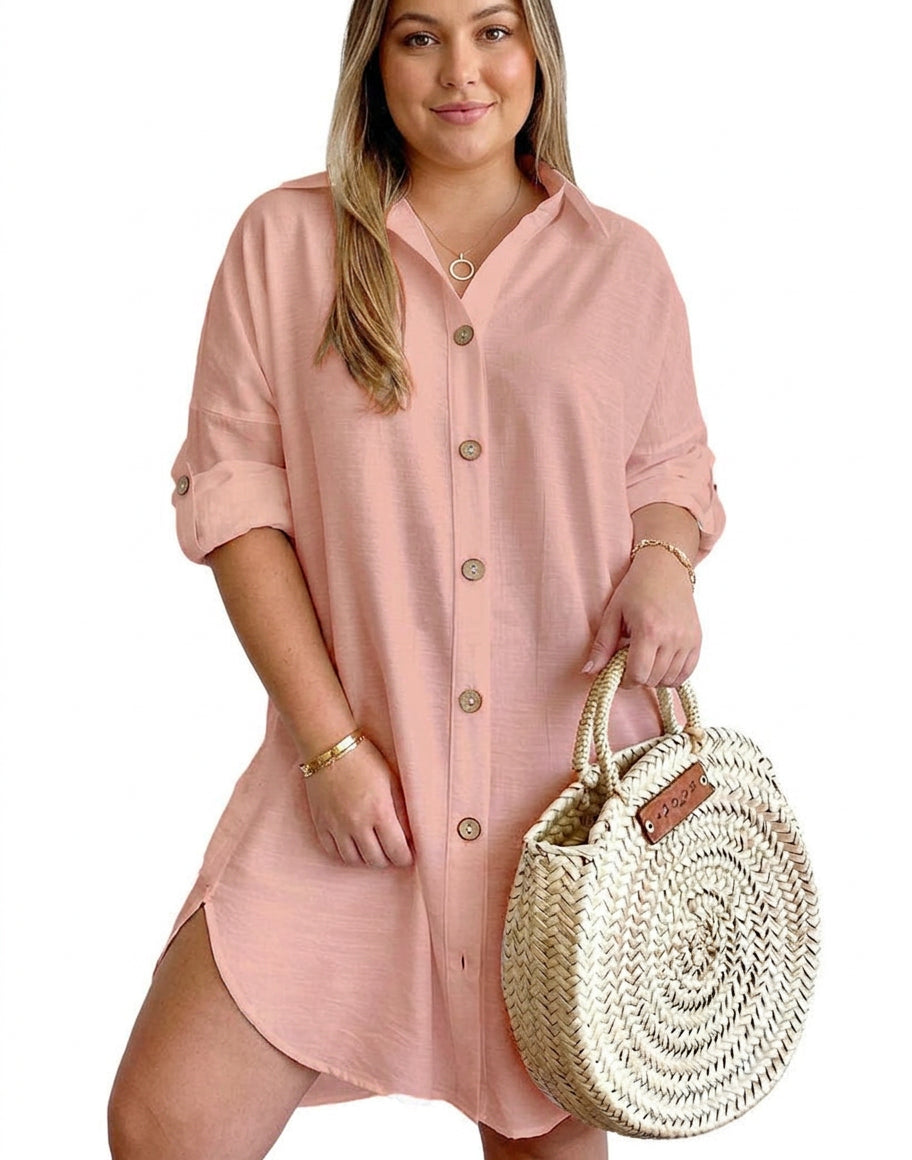 Catriona - Button-Up Shirt Dress - Plus size model