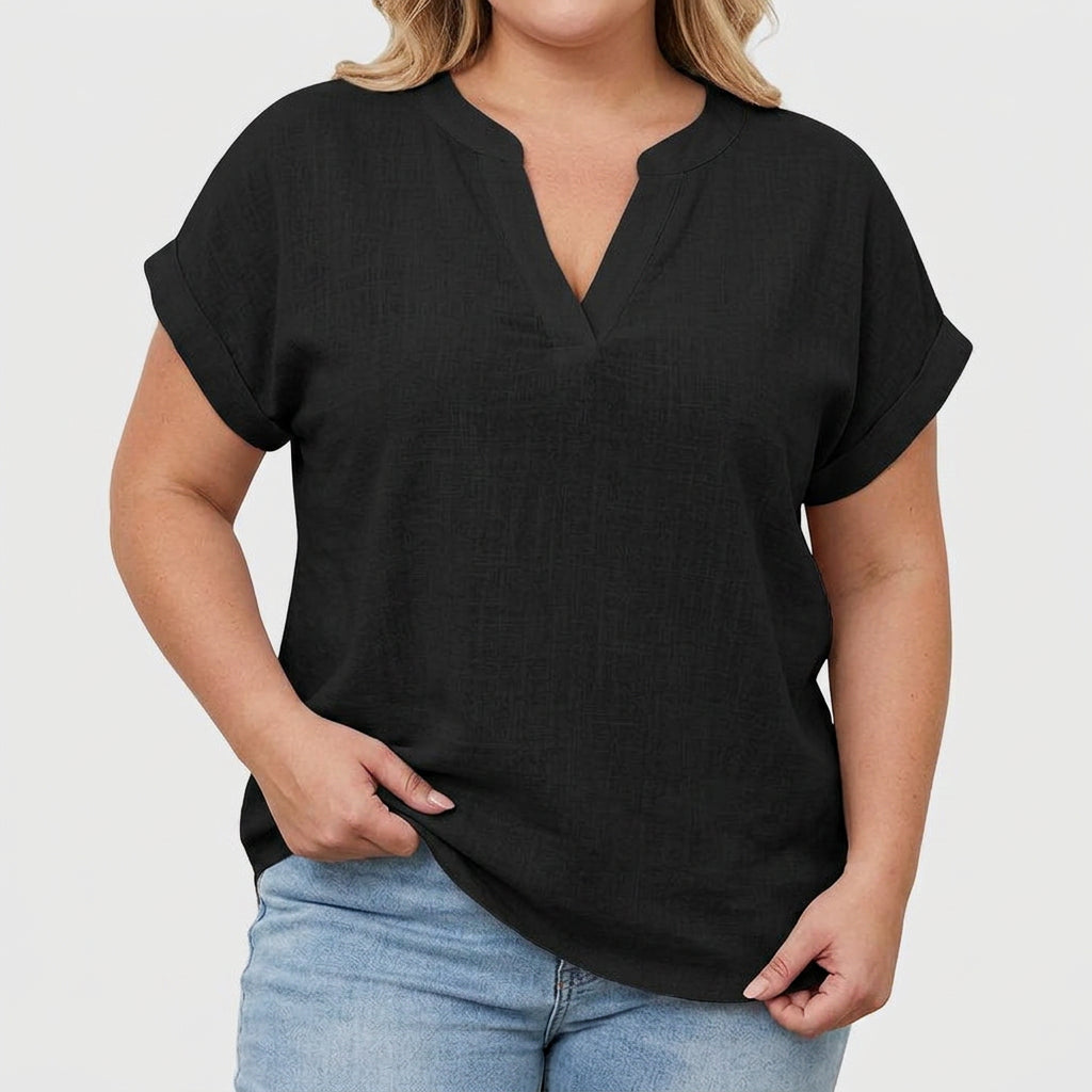 Xavinah | Comfortable V-Neck Blouse - Plus size model