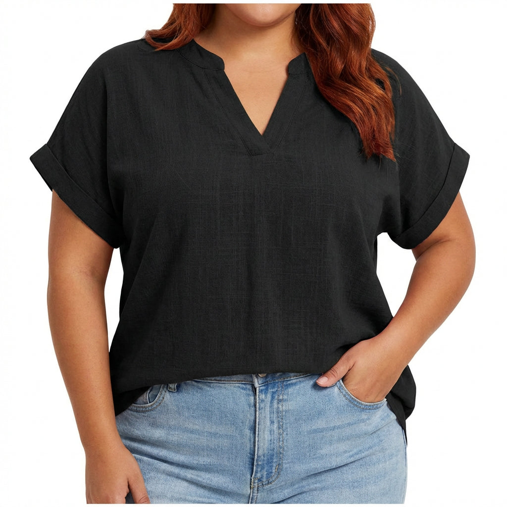 Lexi | Relaxed V-Neck Blouse - Plus size model