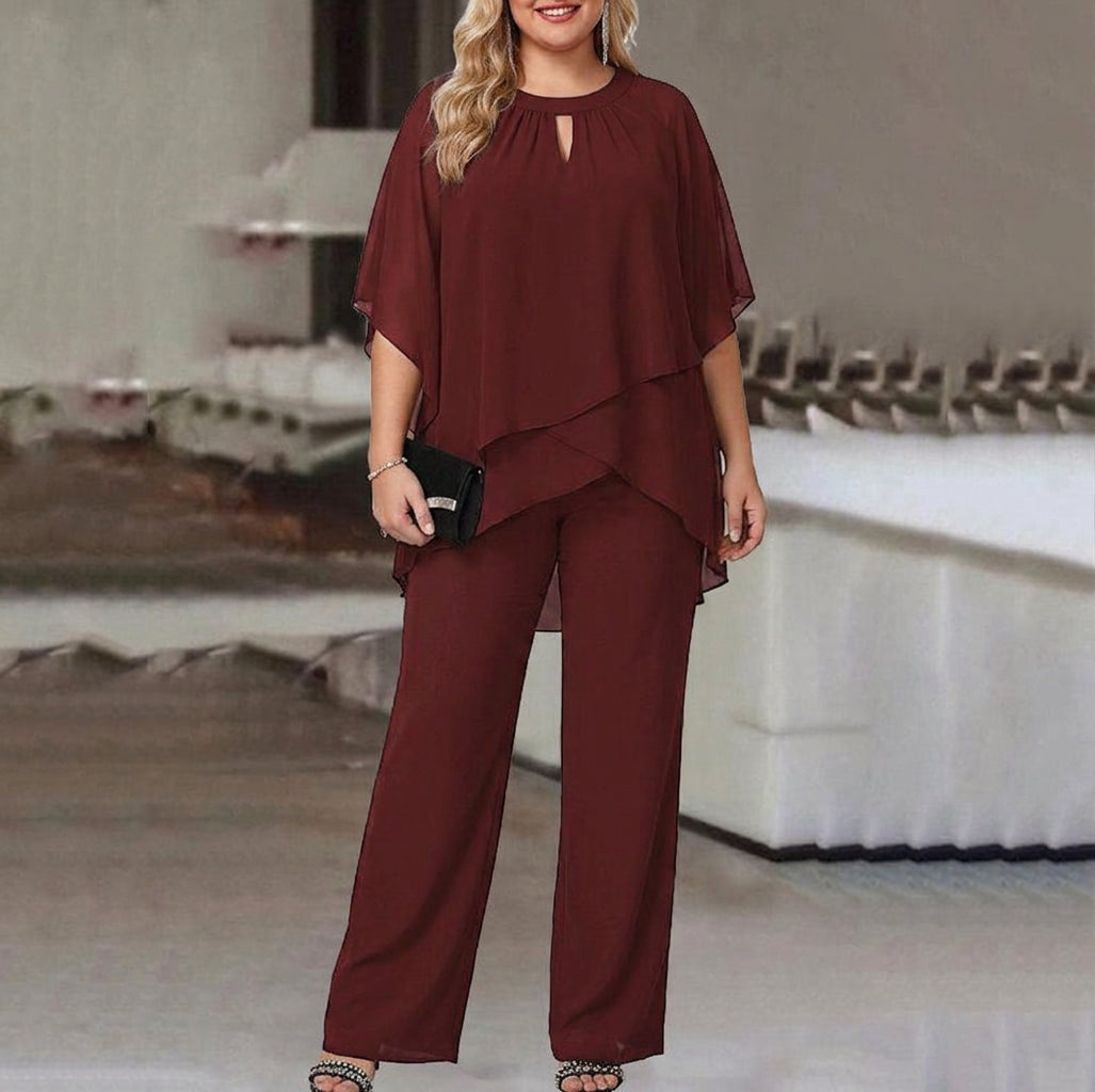 Kate -  Loose Casual Irregular Two-Piece Set - Plus size model