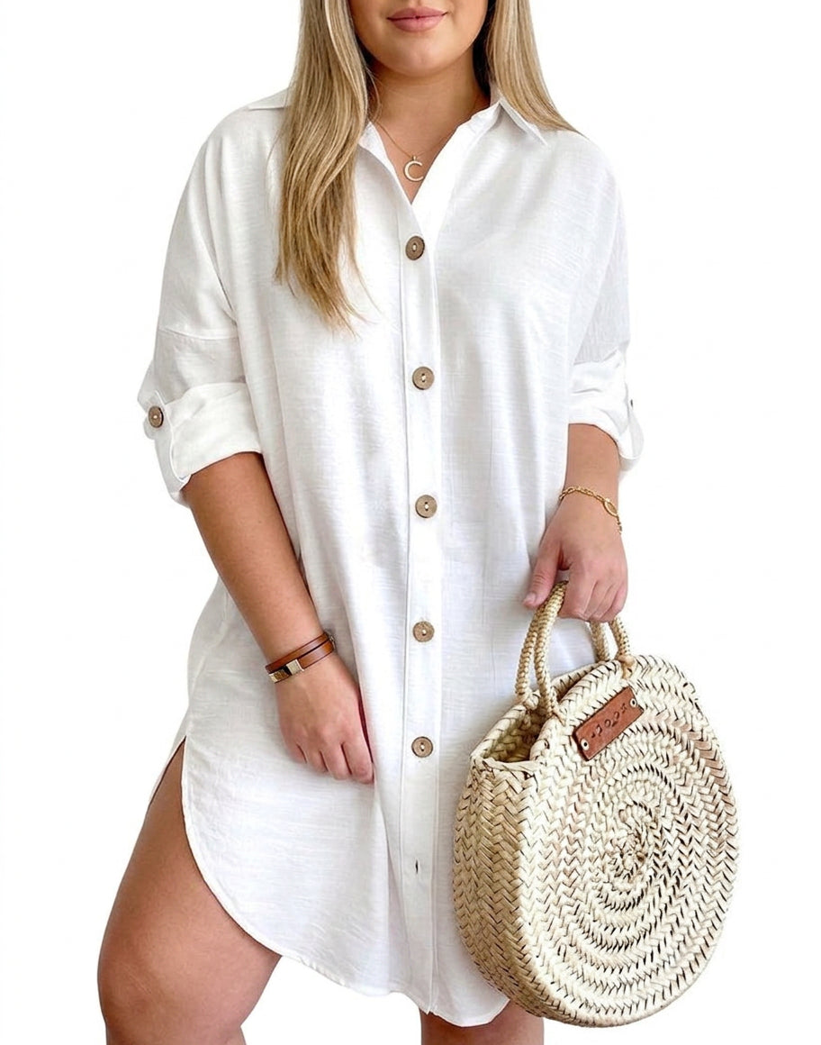 Catriona - Button-Up Shirt Dress - Plus size model