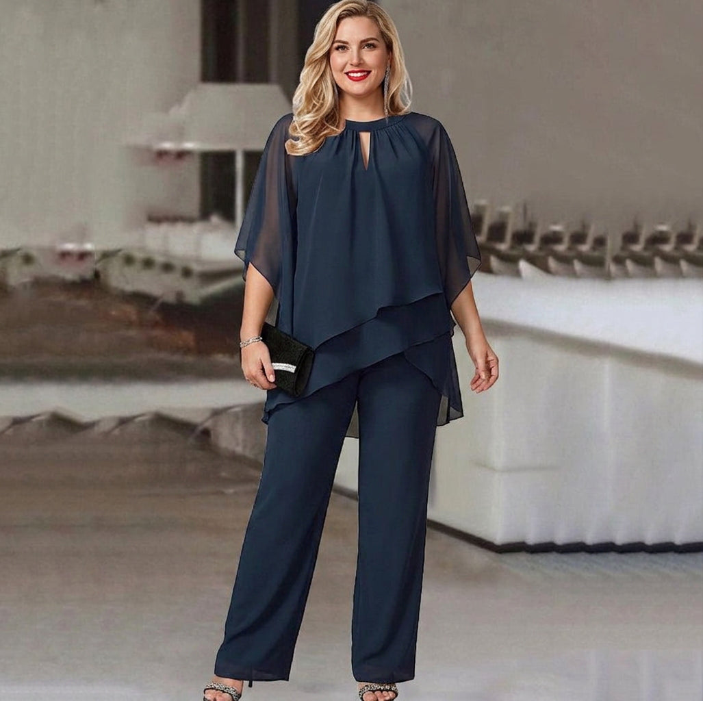 Kate -  Loose Casual Irregular Two-Piece Set - Plus size model