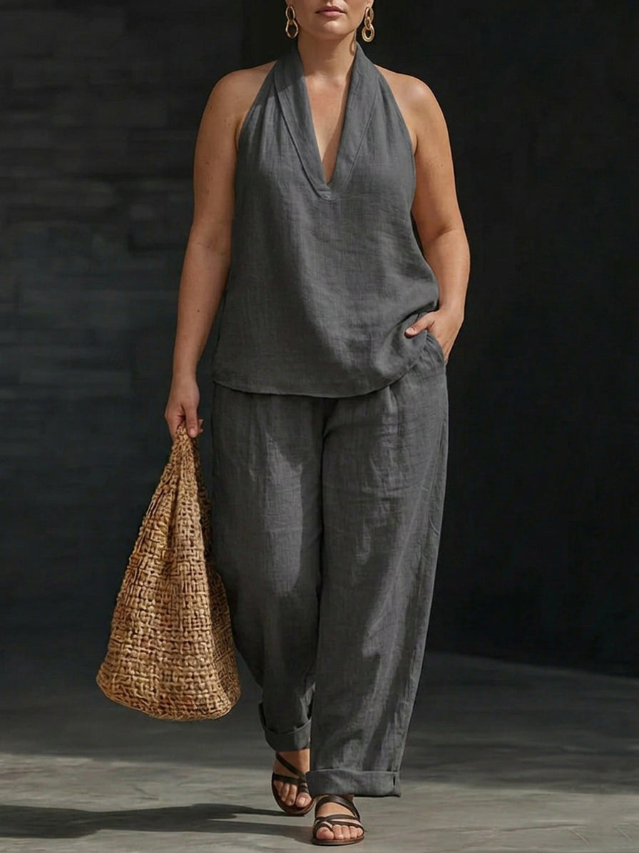 Zoë™ Sleeveless Set with Wide Pants - Plus size model
