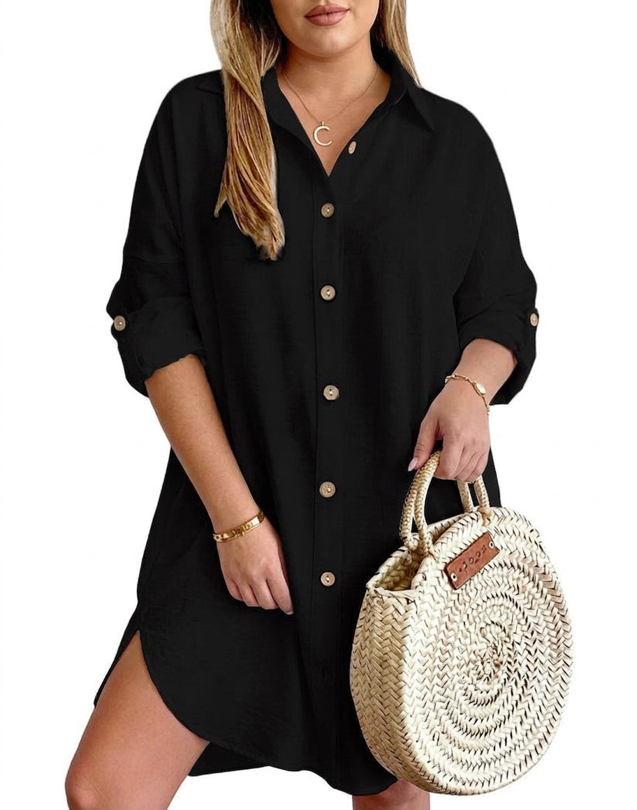 Catriona - Button-Up Shirt Dress - Plus size model