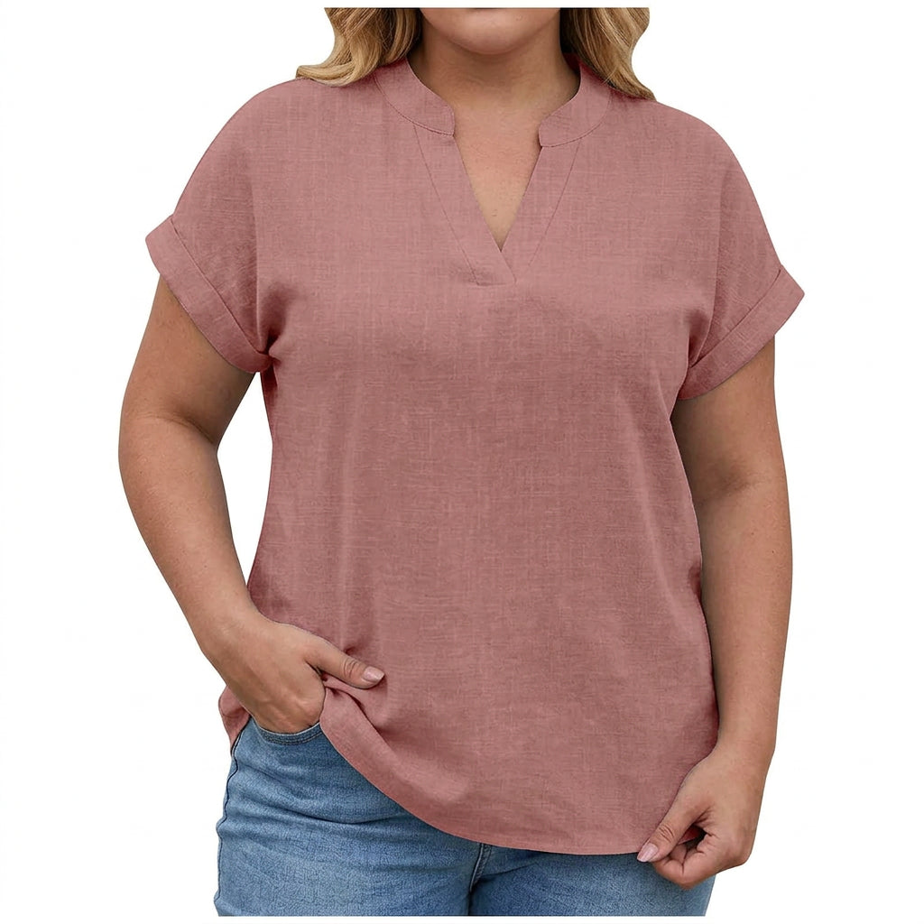Lexi | Relaxed V-Neck Blouse - Plus size model