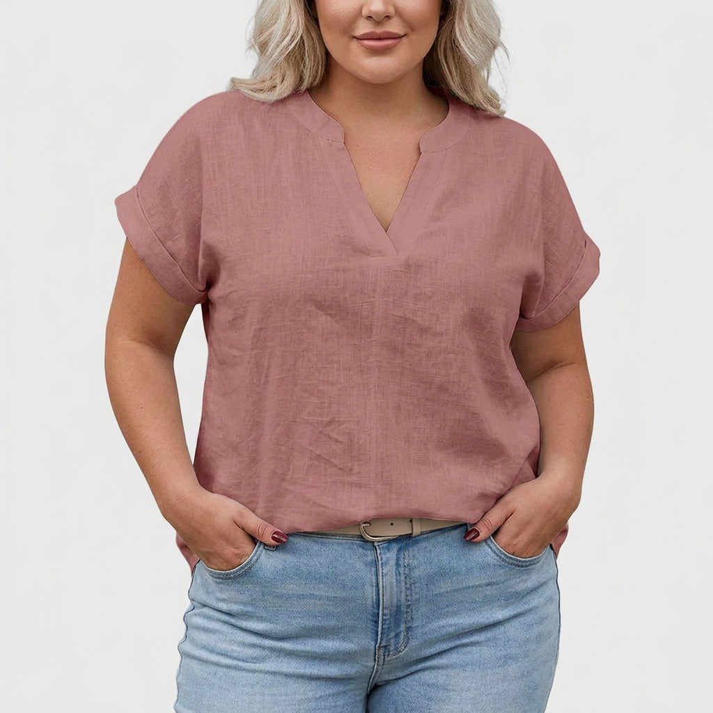 Xavinah | Comfortable V-Neck Blouse - Plus size model