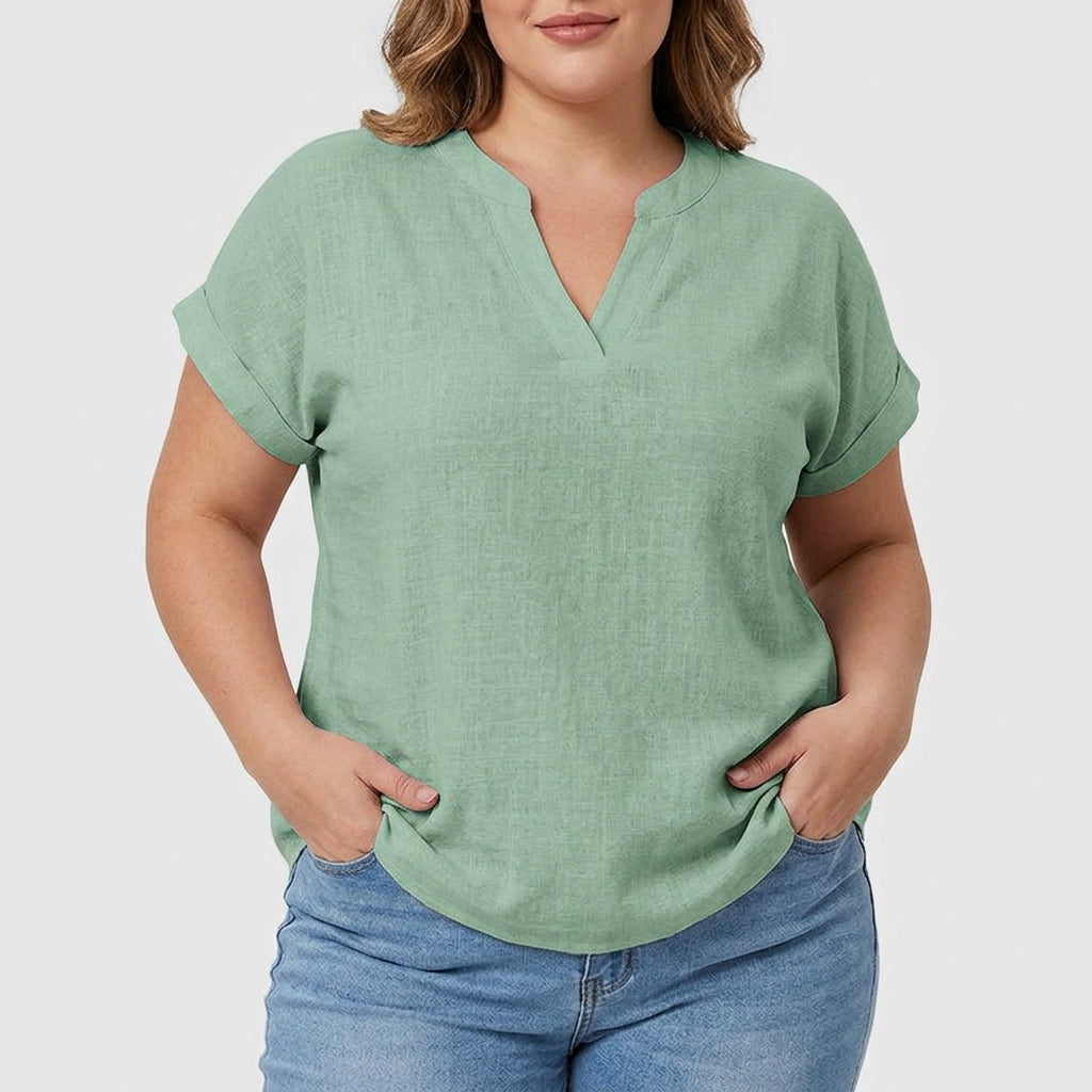 Xavinah | Comfortable V-Neck Blouse - Plus size model