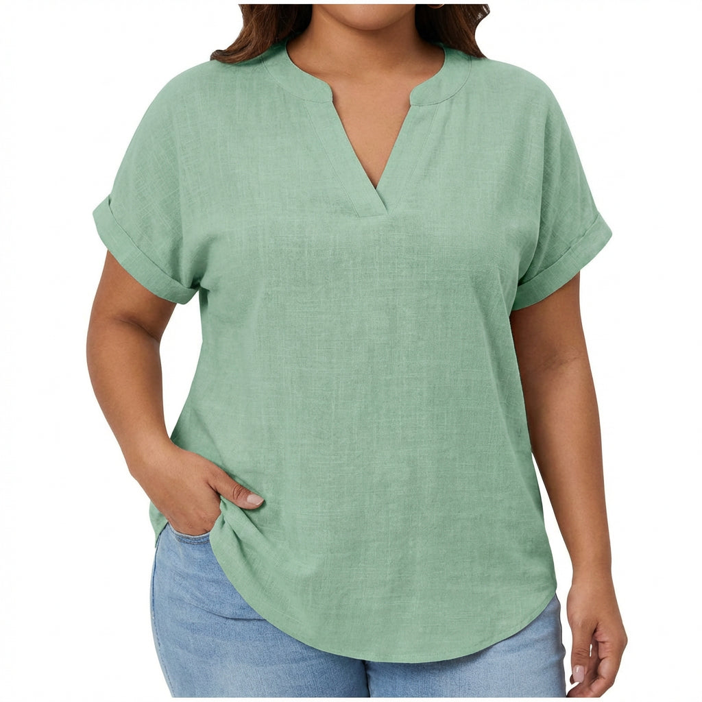 Lexi | Relaxed V-Neck Blouse - Plus size model