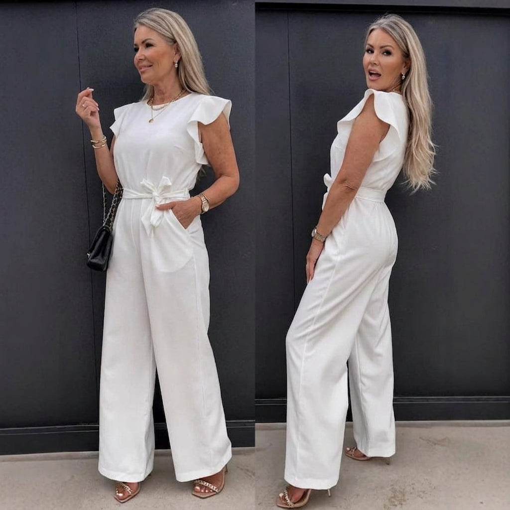 Fiona - High-Waist Tie Jumpsuit - Plus size model