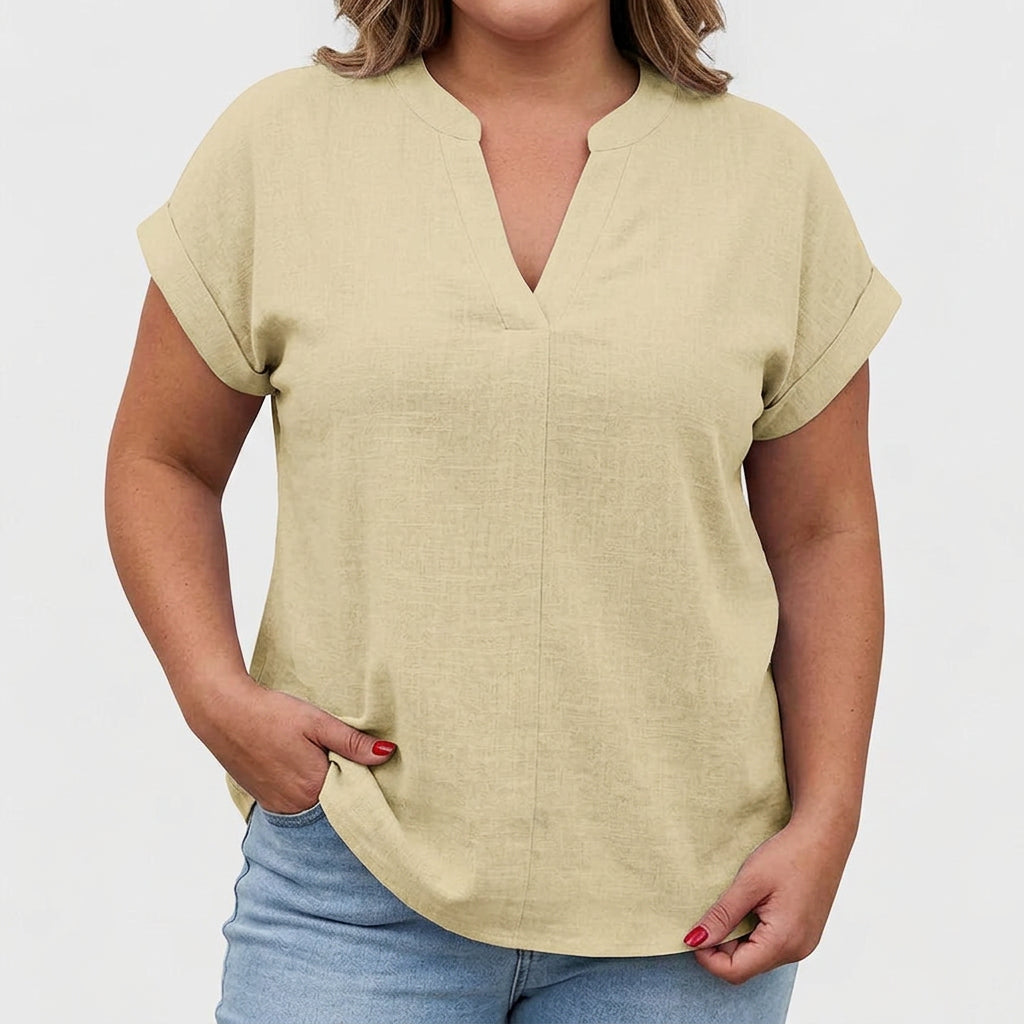 Xavinah | Comfortable V-Neck Blouse - Plus size model