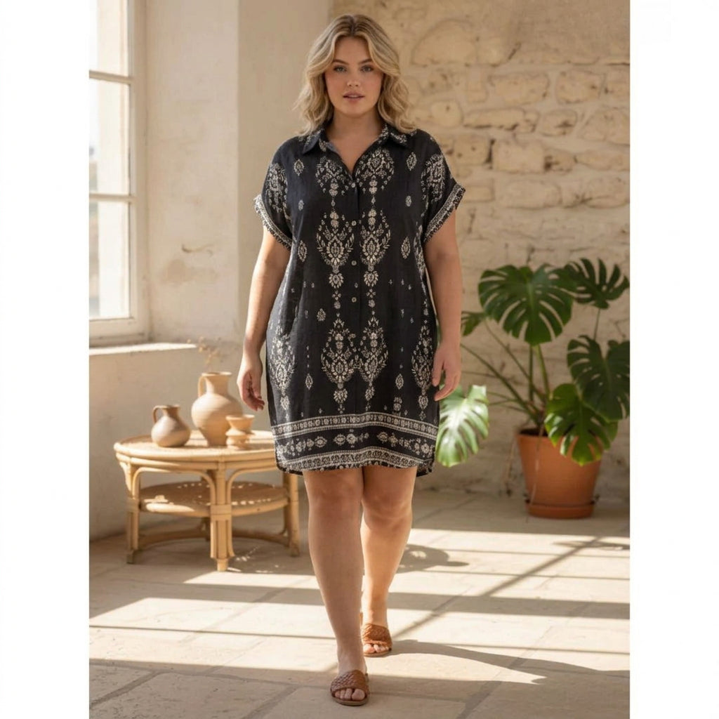 Mica - Vintage Boho Dress - Plus size model