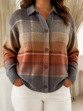 Edith | Autumn Ombre Plaid Cardigan - Plus size model