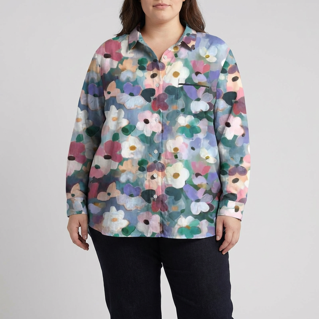Elise | Elegant Linen Summer Blouse - Plus size model