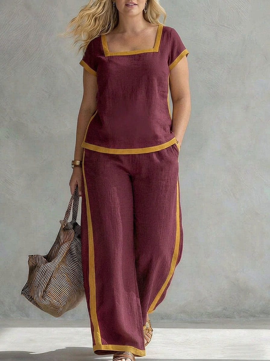 Jeff - Linen Co-ord Set Elegant Two-Piece - Plus size model