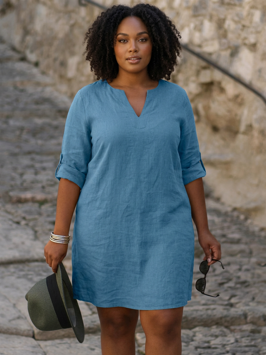 AMELIA | FLATTERING DRESS - Plus size model