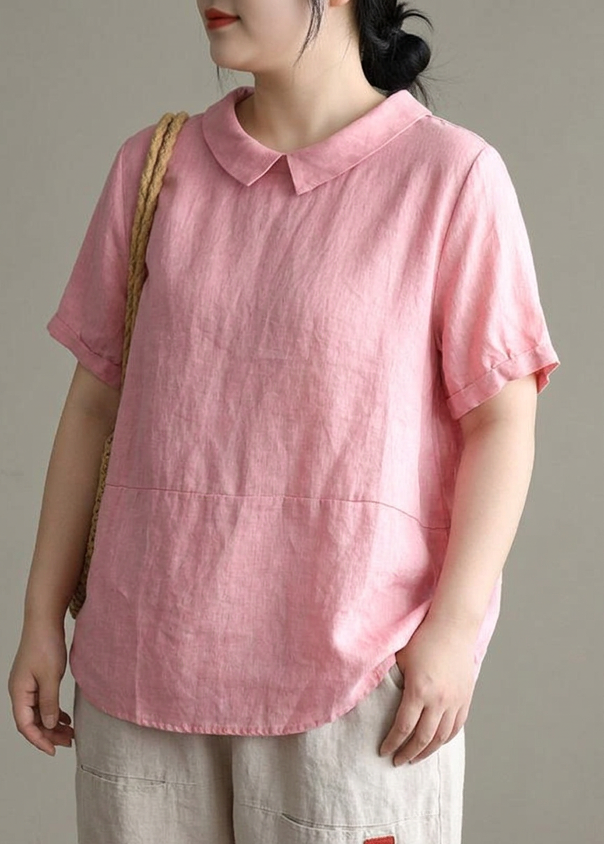 Emma - Summer Linen Shirt Blouse - Plus size model