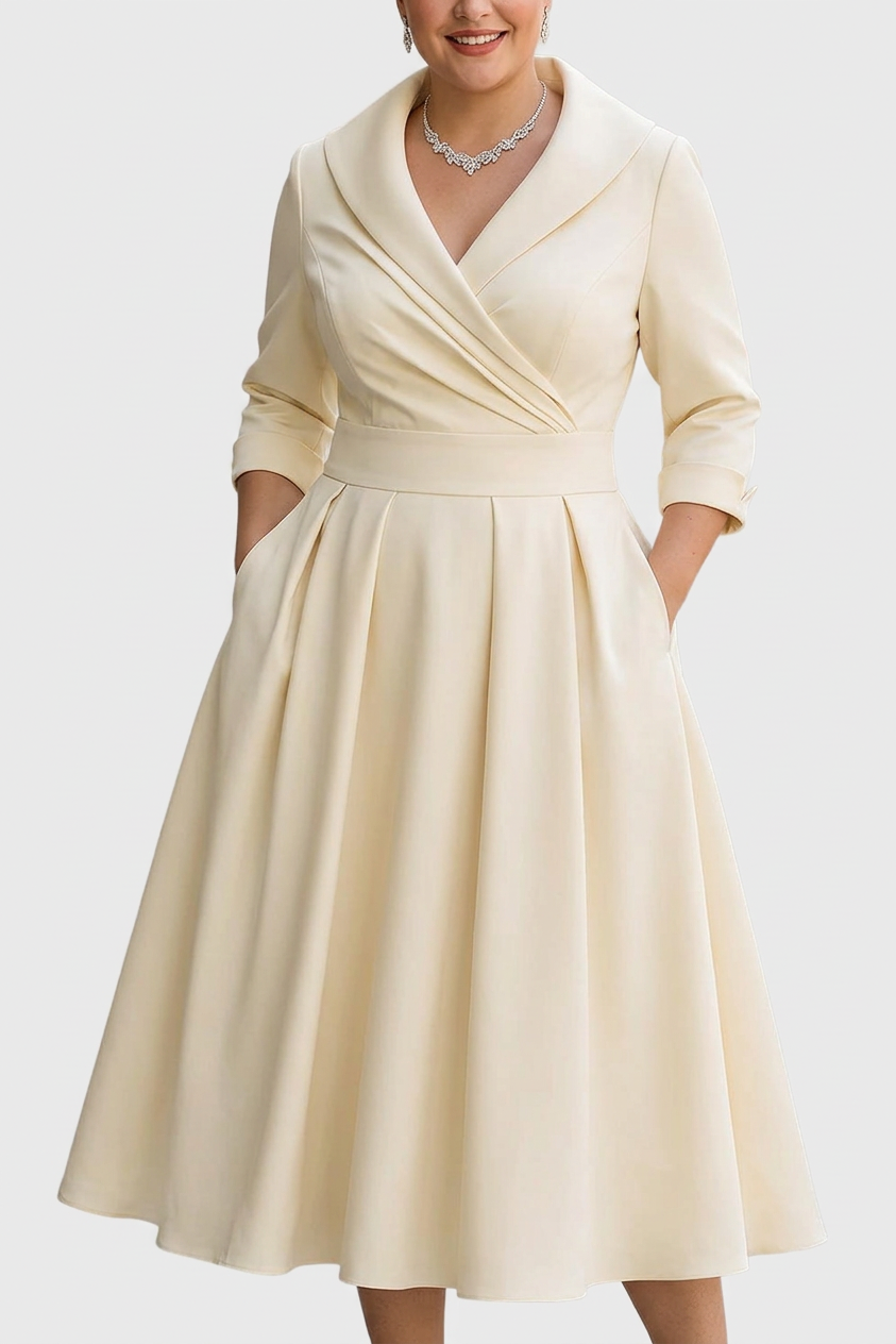 Rosa - Elegant midi dress - Plus size model