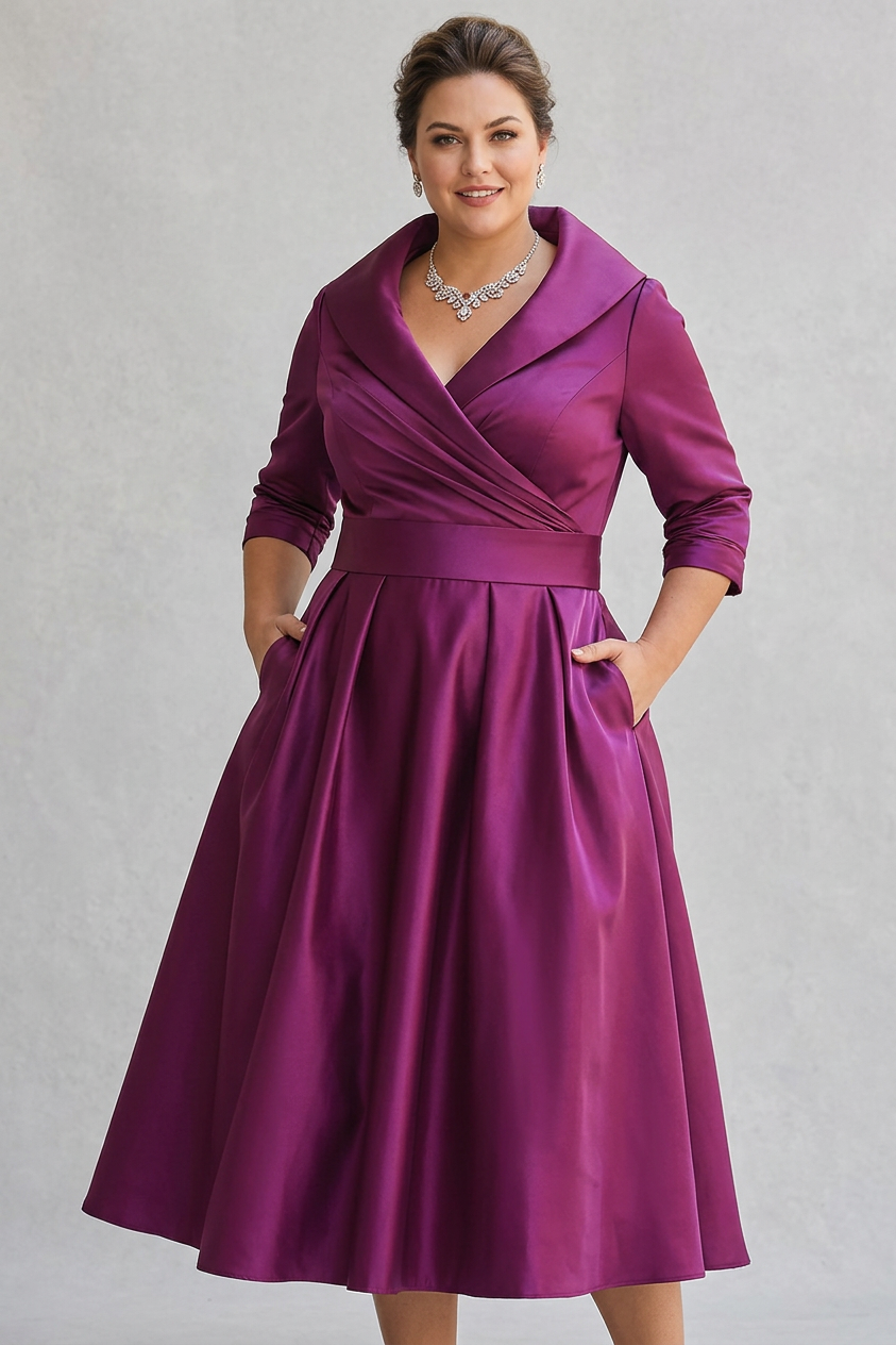 Rosa - Elegant midi dress - Plus size model
