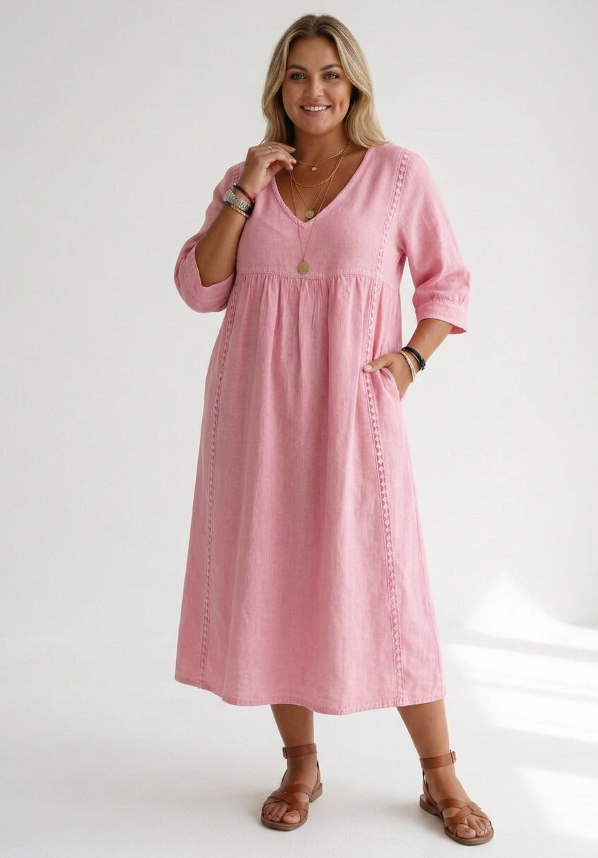 Lioréa™ — Elegant Casual Flowing Midi Dress - Plus size model