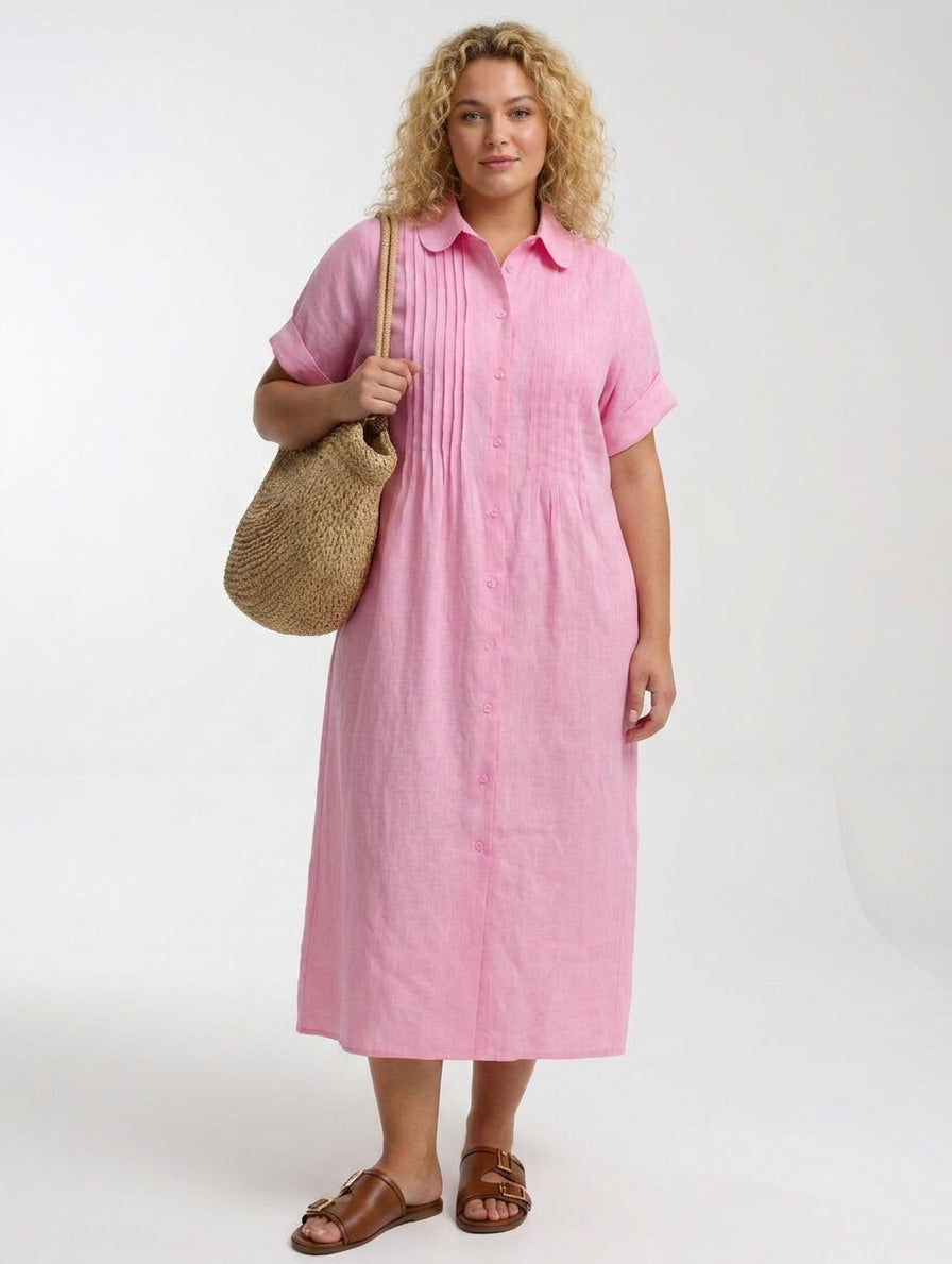 Lysandra™ - Flowing Summer Shirt Dress - Plus size model