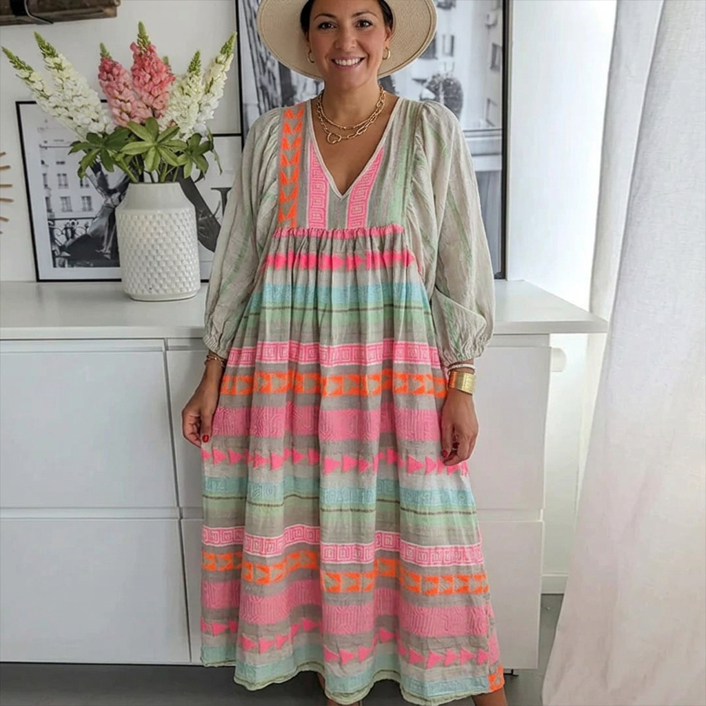 Jessenia - Comfortable Boho Dress - Plus size model