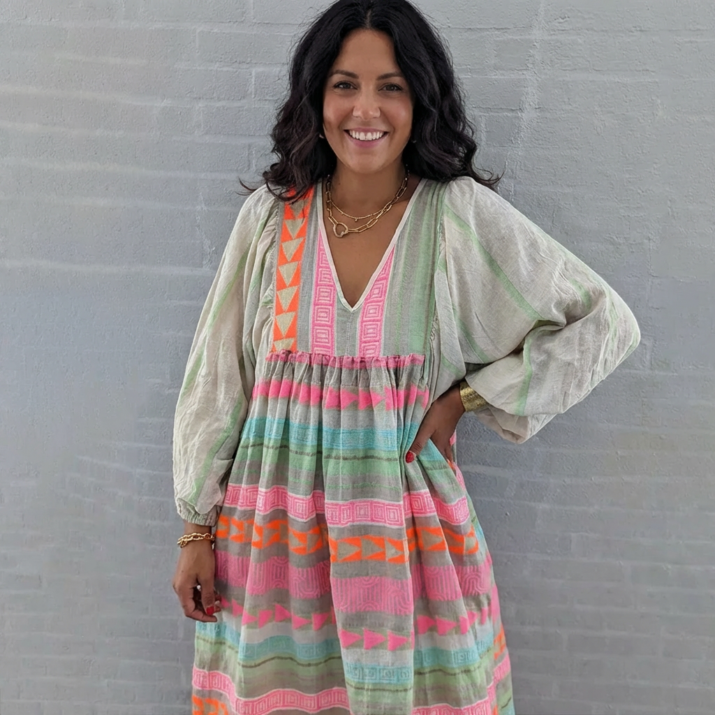 Jessenia - Comfortable Boho Dress - Plus size model