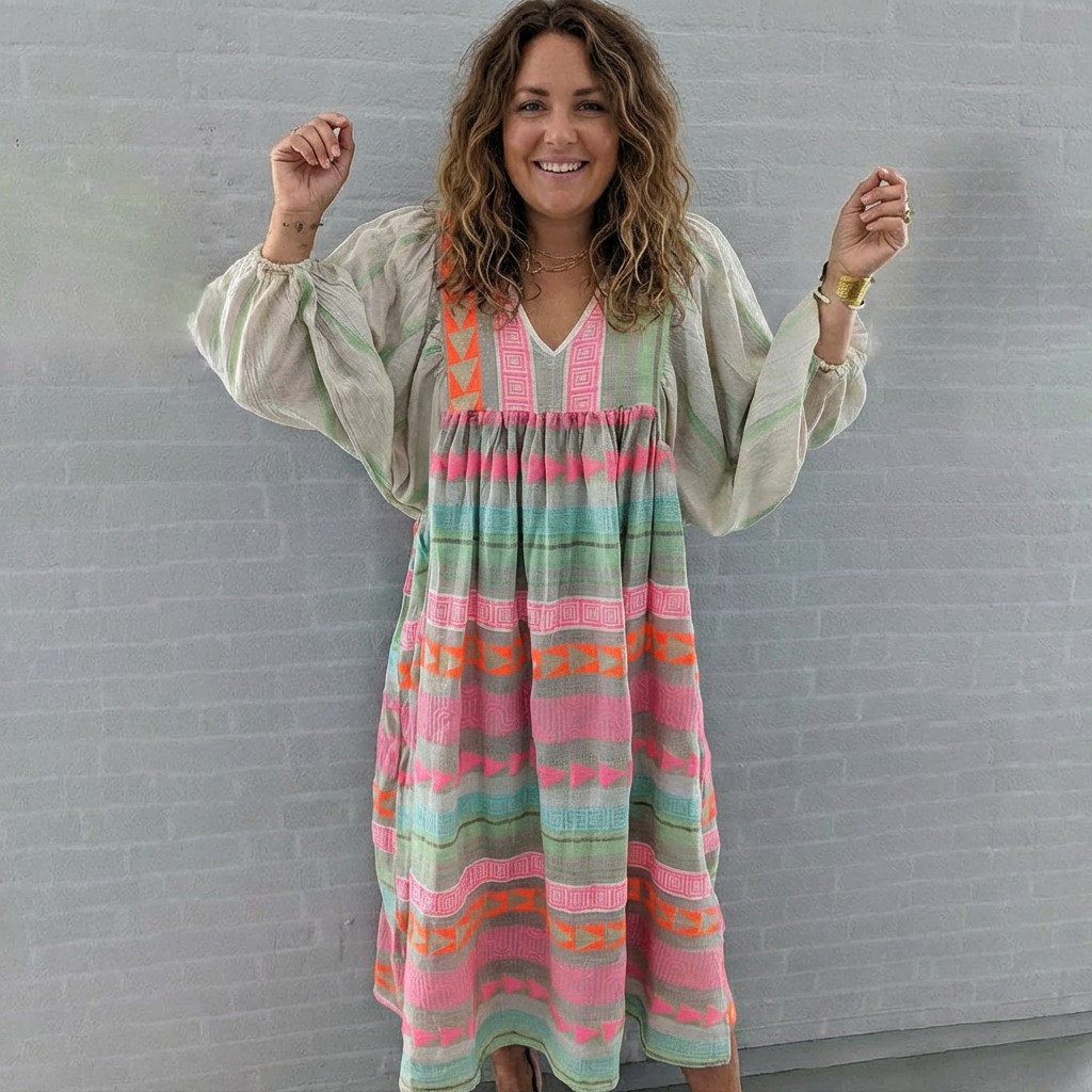 Jessenia - Comfortable Boho Dress - Plus size model