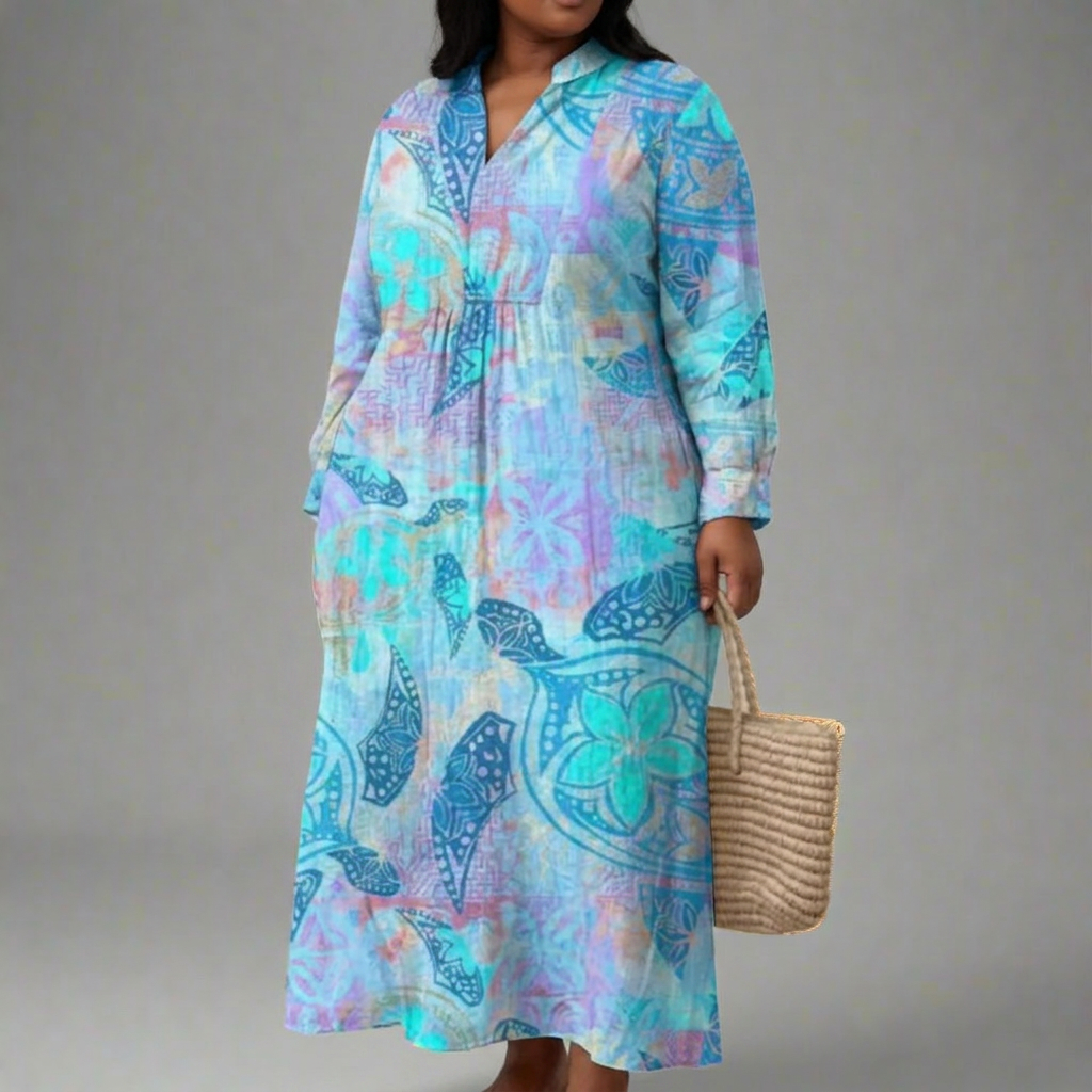 MAEVE | ELEGANT GEOMETRIC DRESS - Plus size model