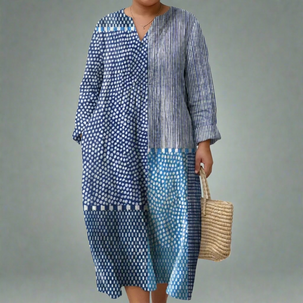 EMERSON | ELEGANT GEOMETRIC DRESS - Plus size model