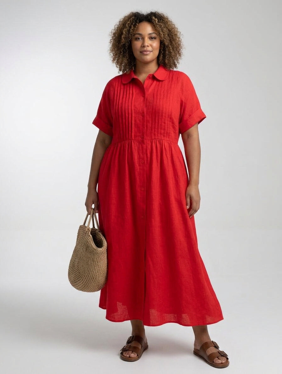 Lysandra™ - Flowing Summer Shirt Dress - Plus size model