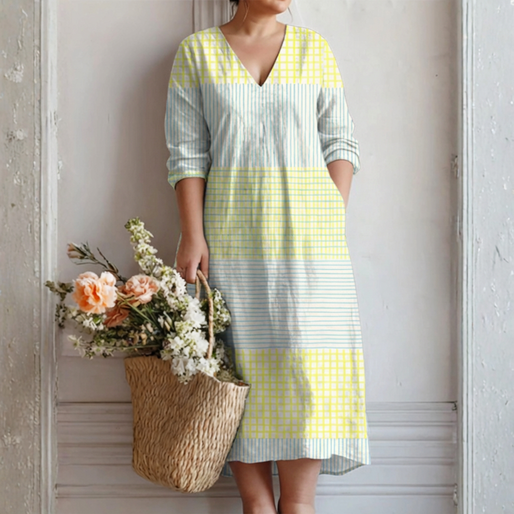 Olivia - Crisp Linen Dress - Plus size model