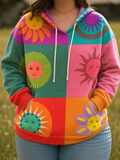 Florianne | Rainbow Sunburst Graphic Hoodie - Plus size model