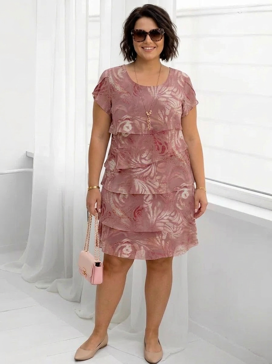 Deborah | Elegant Comfort Ruffle Dress - Plus size model