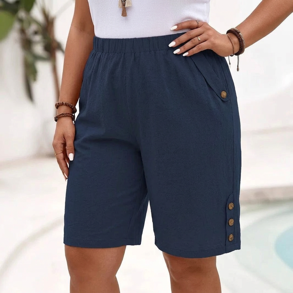 Lella | Cotton Linen Shorts - Plus size model
