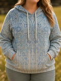 Ivelyne | Paisley Print Hoodie - Plus size model