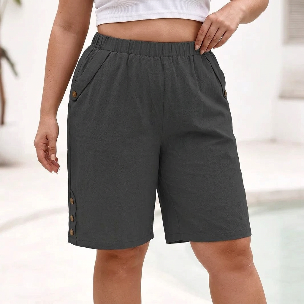 Lella | Cotton Linen Shorts - Plus size model