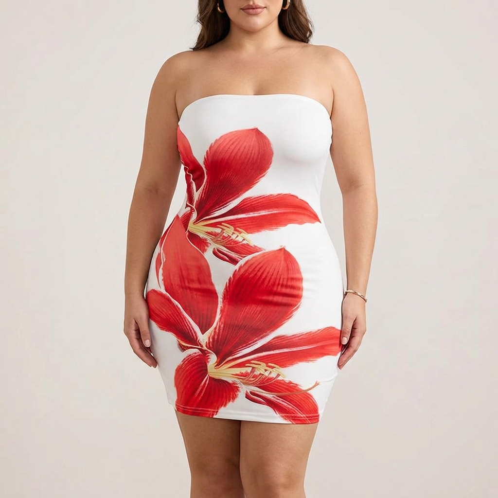Evie Mini Dress - Plus size model