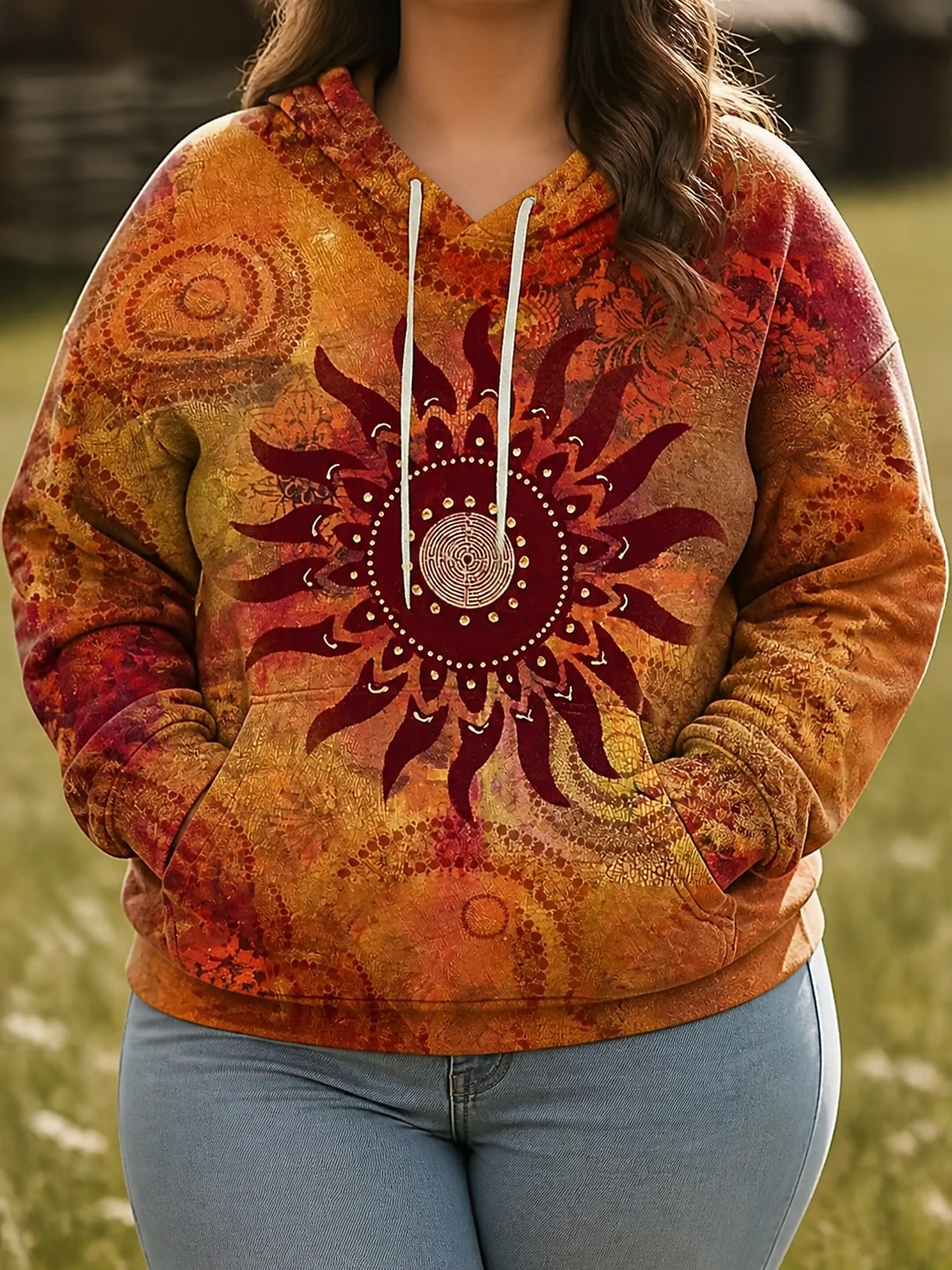 Beatrix | Sunburst Graphic Hoodie - Plus size model