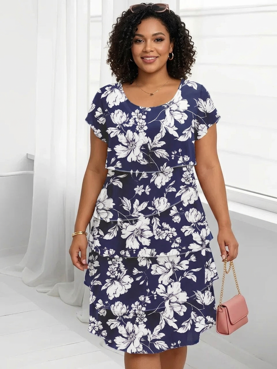 Francesca | Elegant Comfort Ruffle Dress - Plus size model