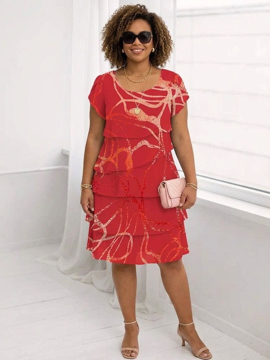 Danielle | Elegant Comfort Ruffle Dress - Plus size model